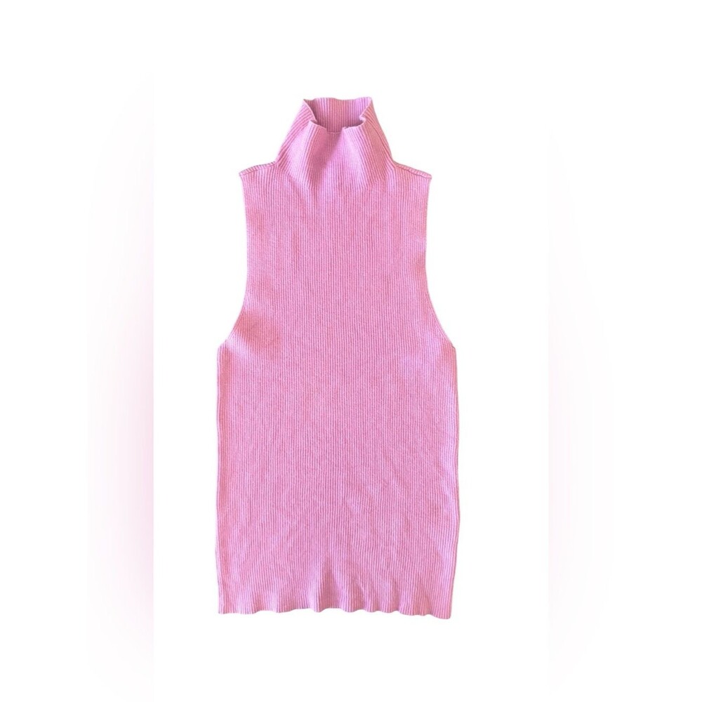 Maeve Anthropologie Pink Ribbed Sleeveless Mock Neck Sweater Tank Soft Small